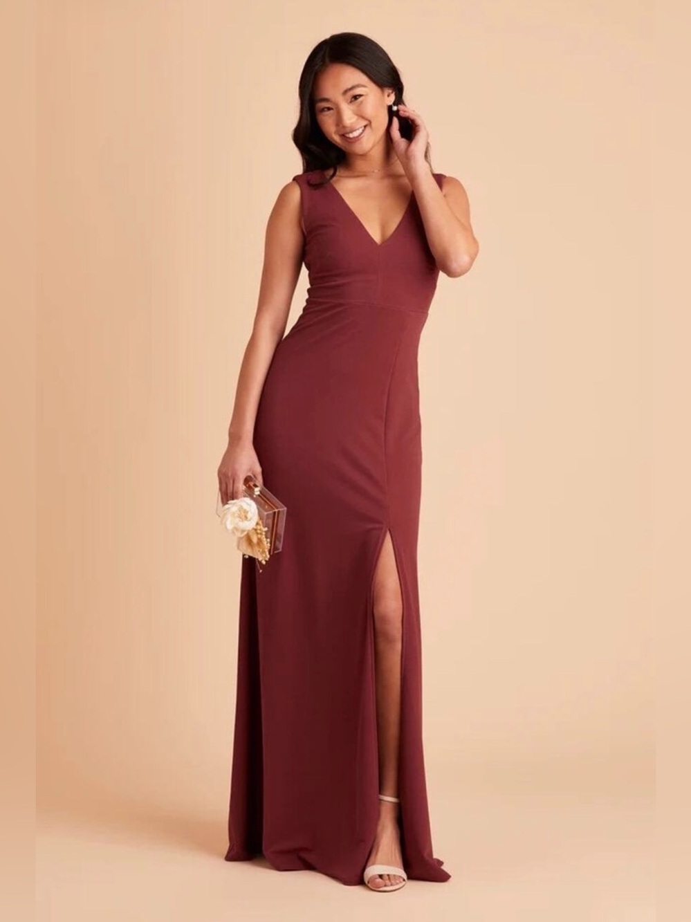Birdy Grey Shamin Crepe Bridesmaids Dress Desert Rose Size XS